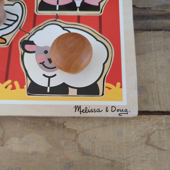 Large Farm Jumbo Knob Puzzle by Melissa & Doug / 8 Pieces / Pre-owned - Picture 4 of 7